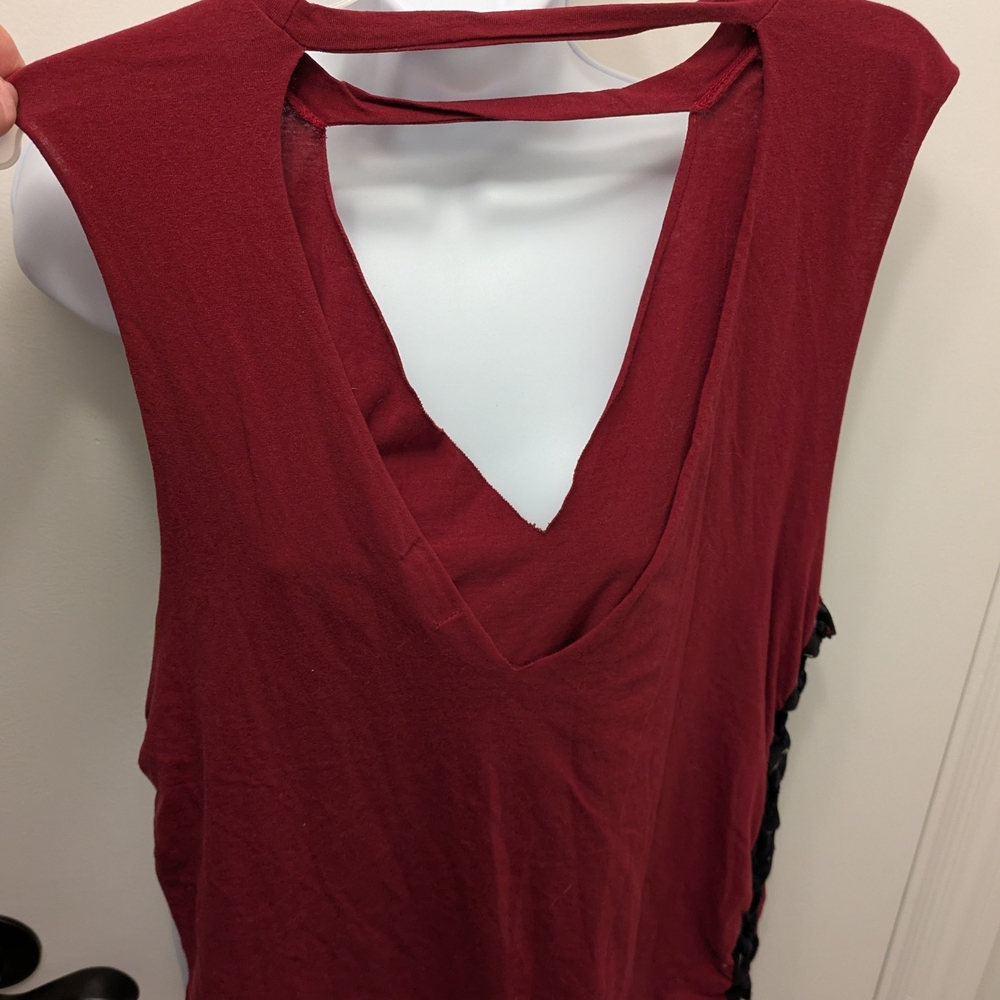 Hot Topic Red Cut Out Backless Tank Top With Laced Up Sides